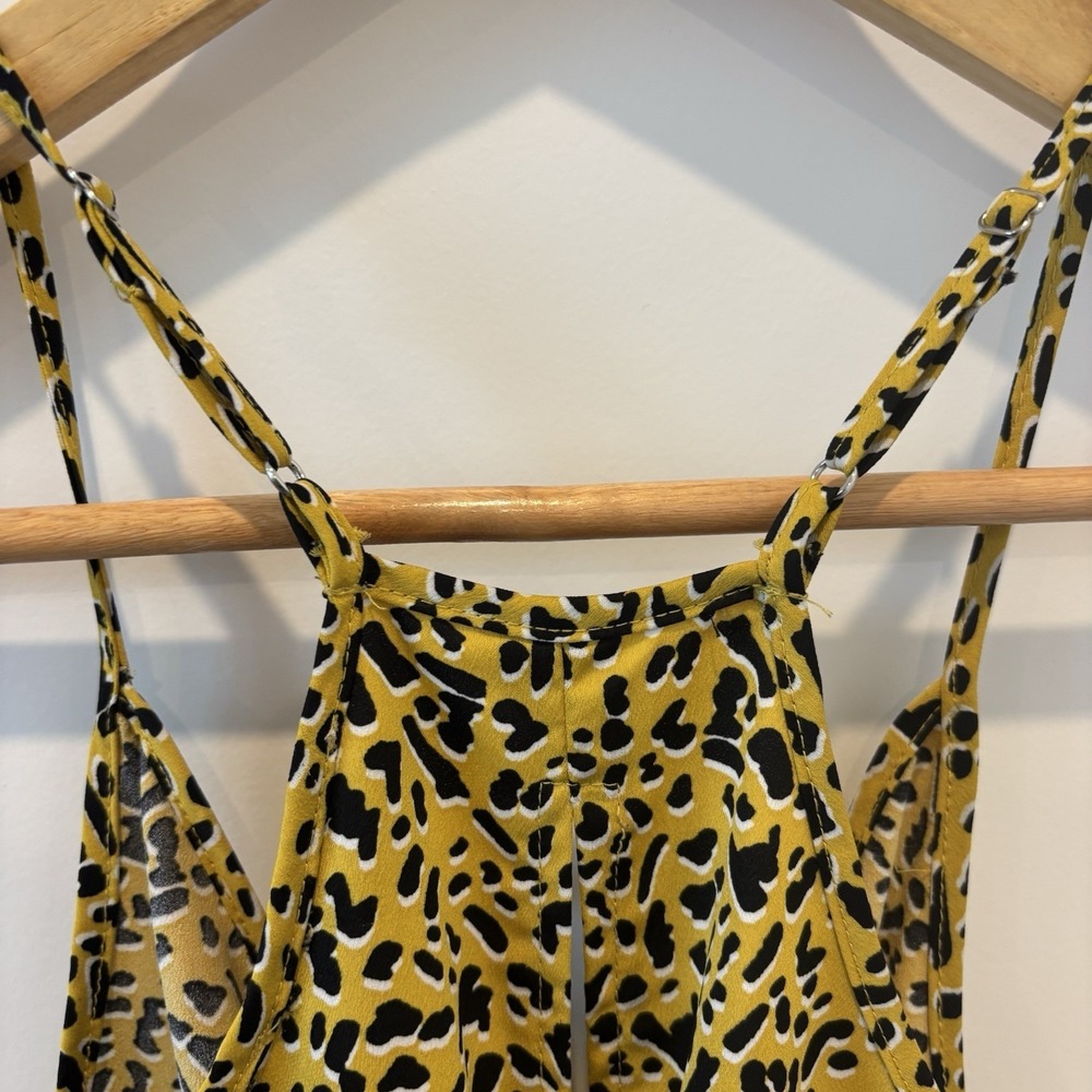 BCBGenteration | Yellow Faux Wrap Mini Dress Sz 0 Animal Print - Picture 10 of 15